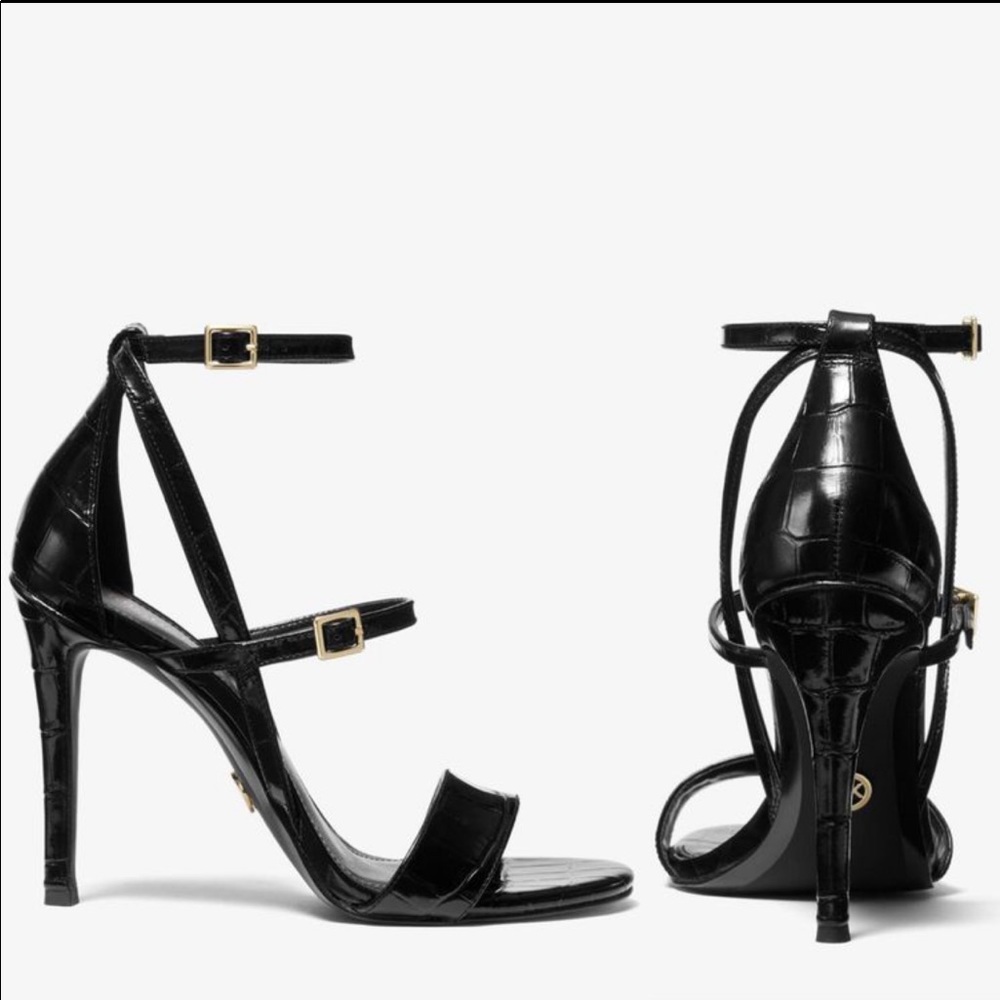 New/Unworn Michael Kors
"cardi" croc embossed
heeled sandal